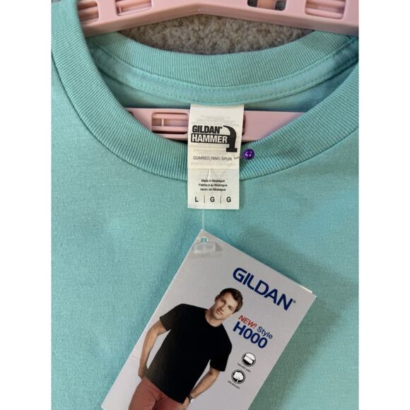 Gildan Hammer H000 Mens Unisex T Shirt Large Mint Green - Picture 7 of 10